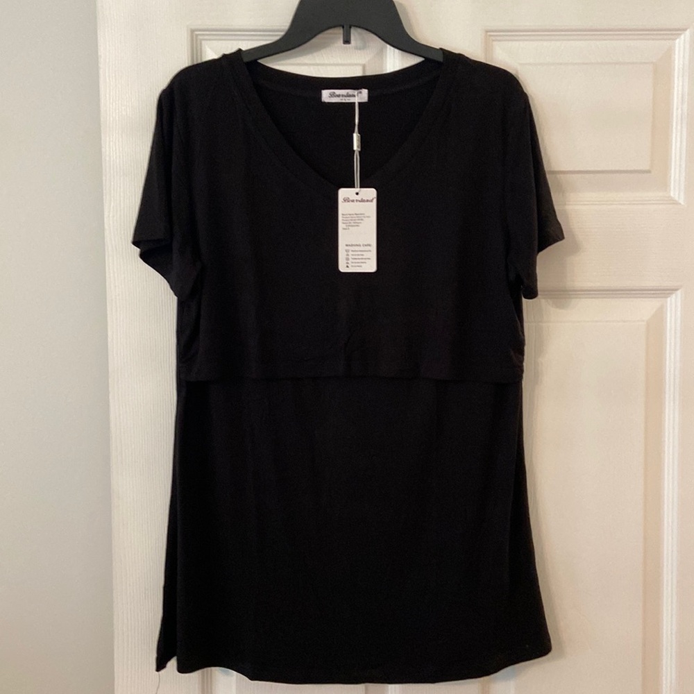 Bearsland Maternity Top size L brand new with tag color black length 29” bust 40